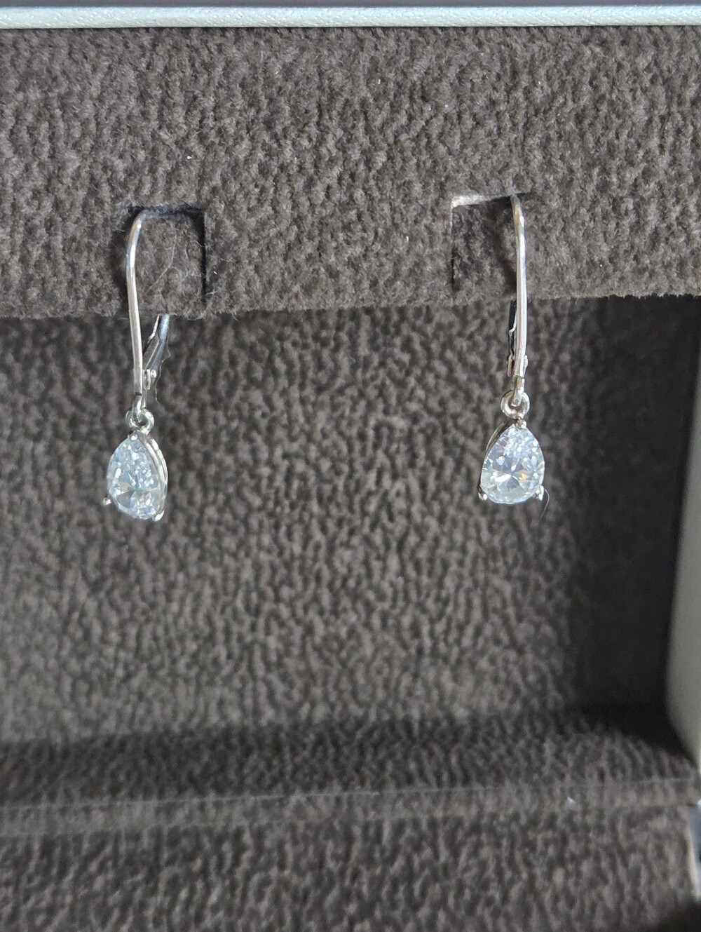 Sterling Silver Teardrop Clear CZ Dangle Earrings